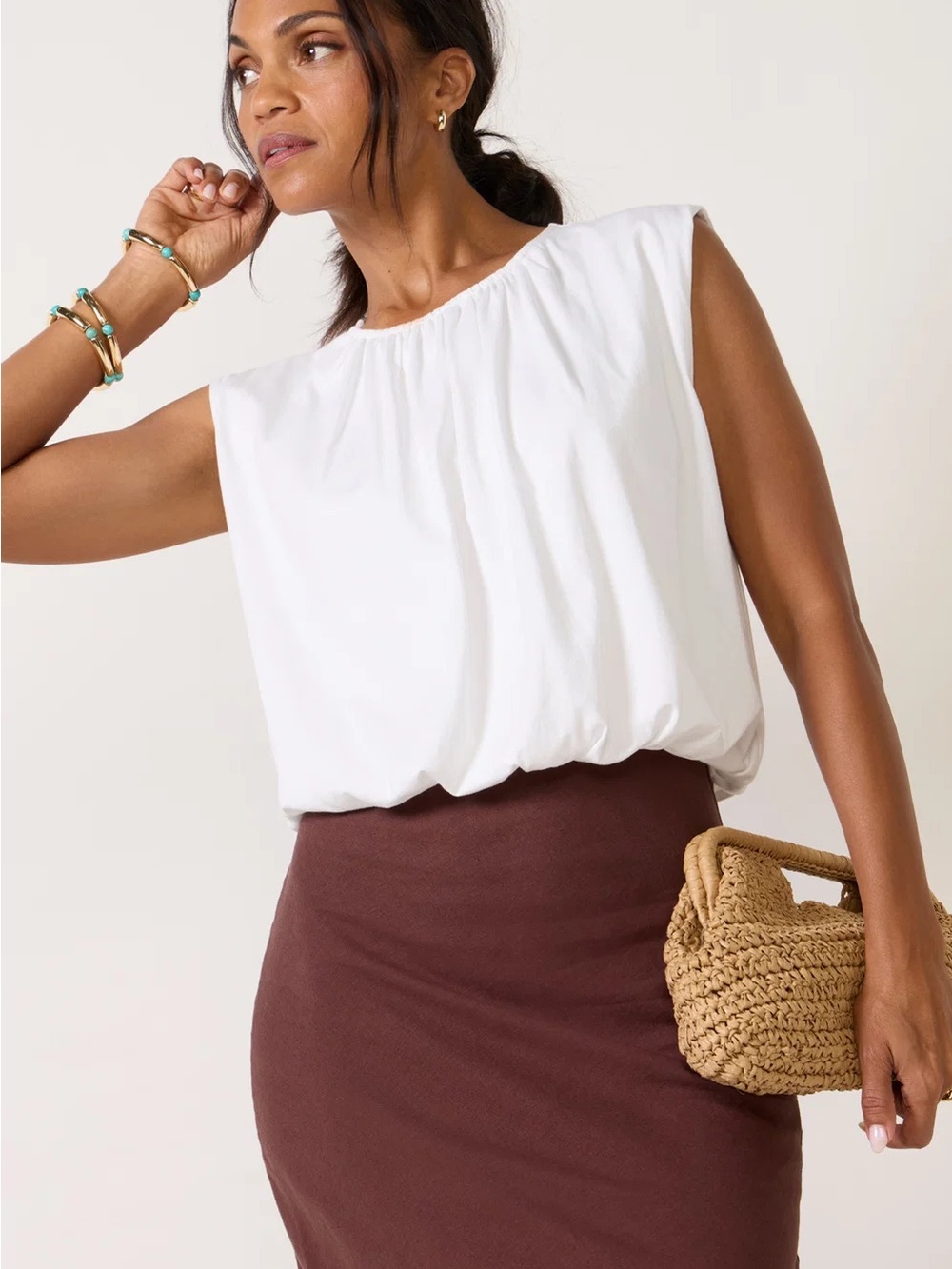 White Sleeveless bubble Women's Top